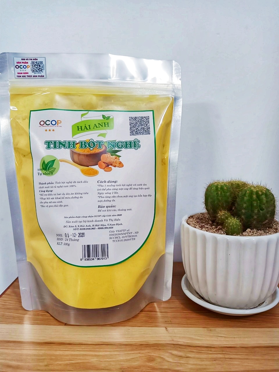 Tinh bột nghệ Nam Định loại đặc biệt 500g, nghệ tươi nguyên chất 100% có hàm lượng curcumin cao, tốt cho sức khỏe