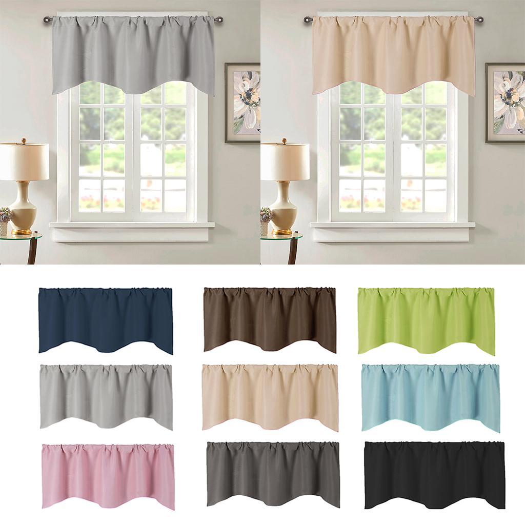 3xShort Curtain Panel Solid Color Valance for Kitchen Windows Light Grey