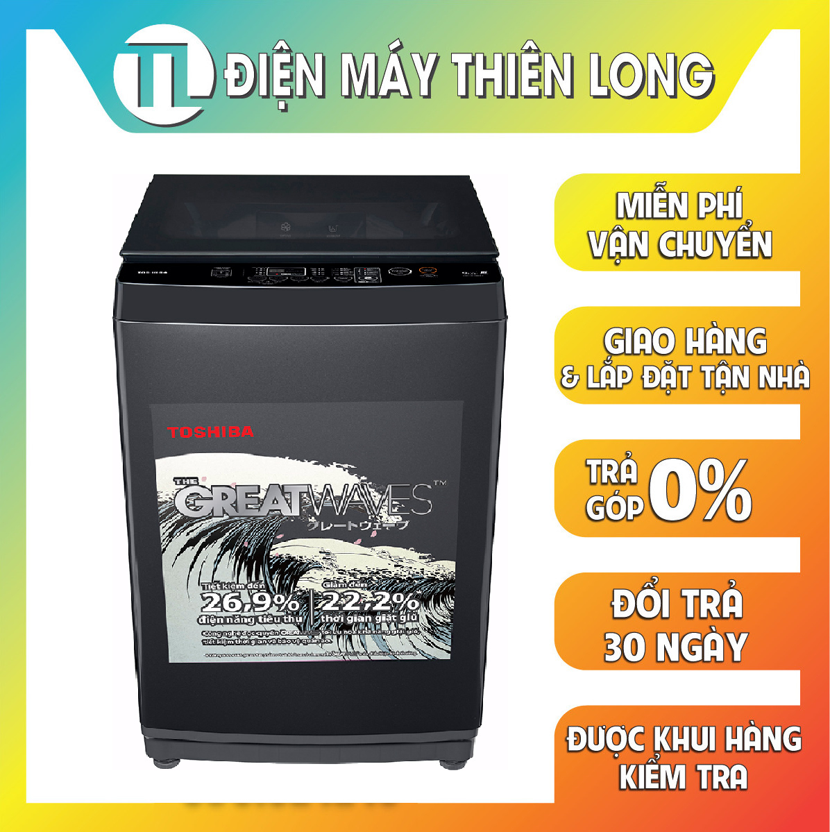 Máy giặt Toshiba 9 kg AW-M1000FV(MK) - Chỉ giao HCM