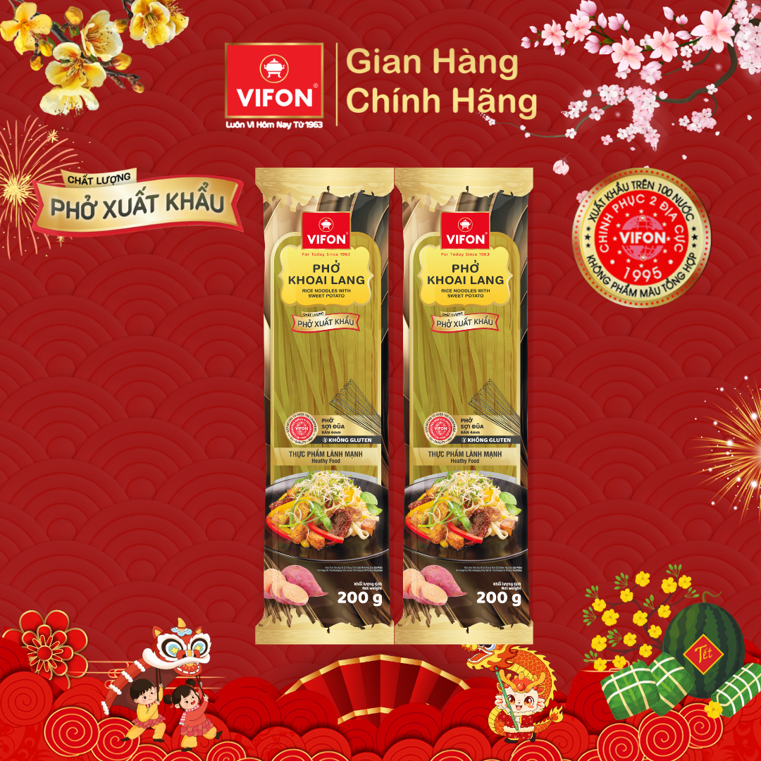 Thùng 10 gói Phở khô xuất khẩu khoai lang 200gr/gói