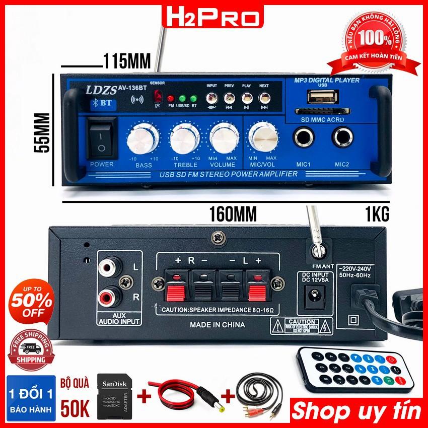 Ampli mini bluetooth AV-136BT H2PRO 500W USB-Thẻ nhớ-12V-220V, amply mini KARAOKE giá rẻ