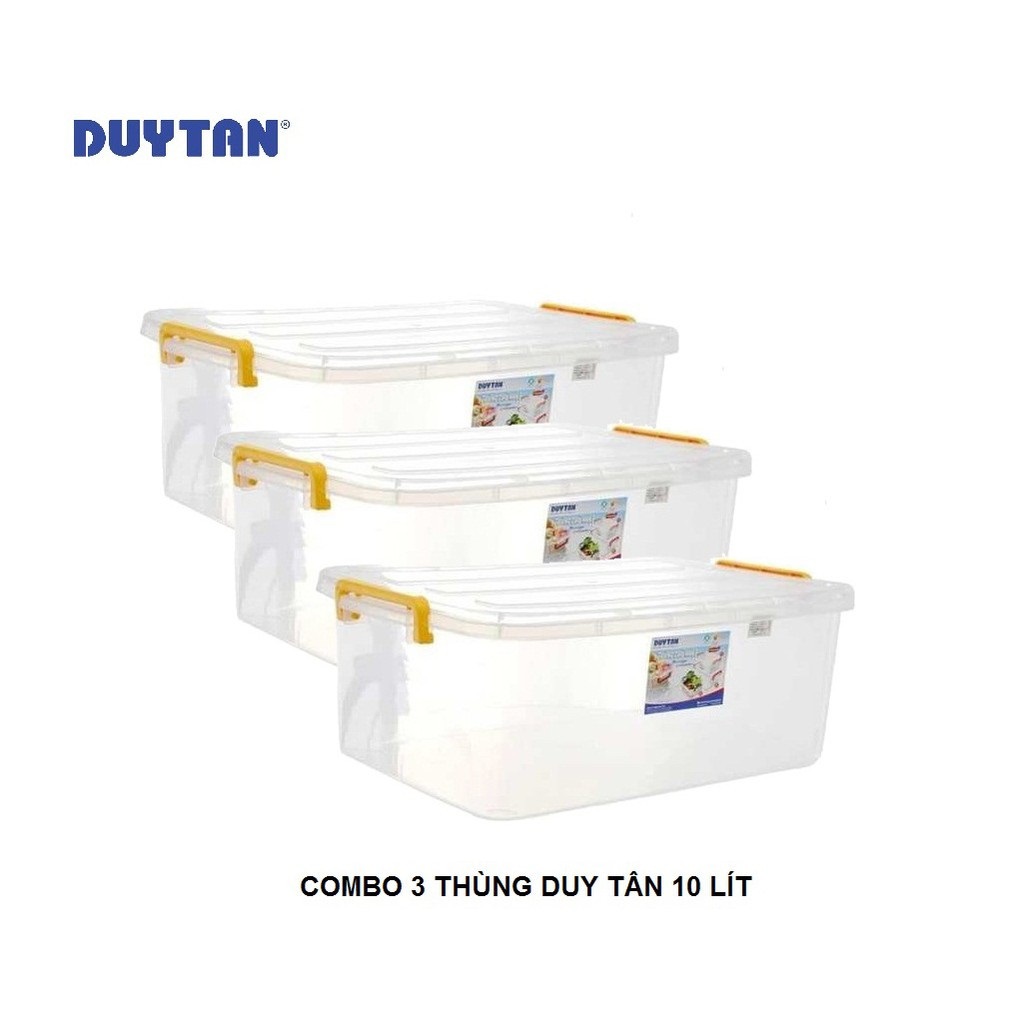 Combo 3 Thùng Nhựa Duy Tân Trong Suốt 10L 41.2 x 27.2 x 14.5 cm. No.H115 | TriTin