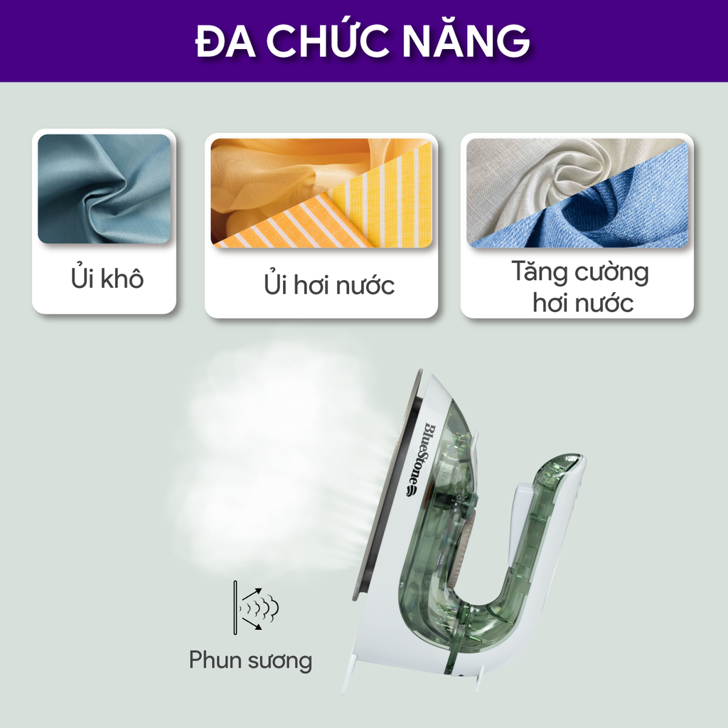 Bàn ủi hơi nước mini BlueStone SIB-3819 (1200W) - thiết kế nhỏ gọn, dễ dàng mang theo và cất giữ - Hàng chính hãng