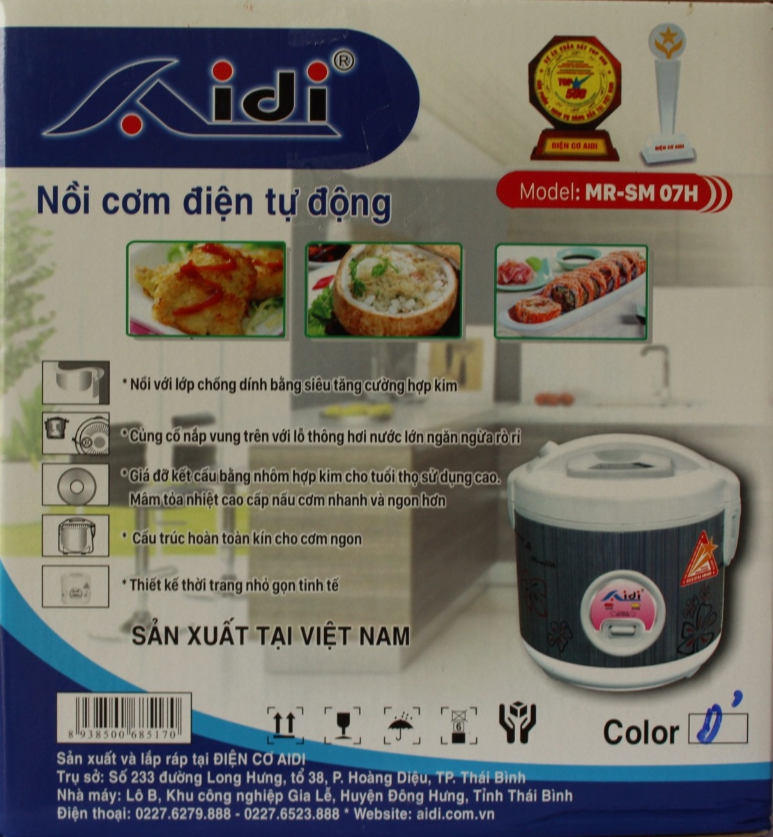 Nồi Cơm Điện Tự Động Nắp Gài Aidi MR-SM 07H  - Màu Ngẫu Nhiên - Hàng Chính Hãng