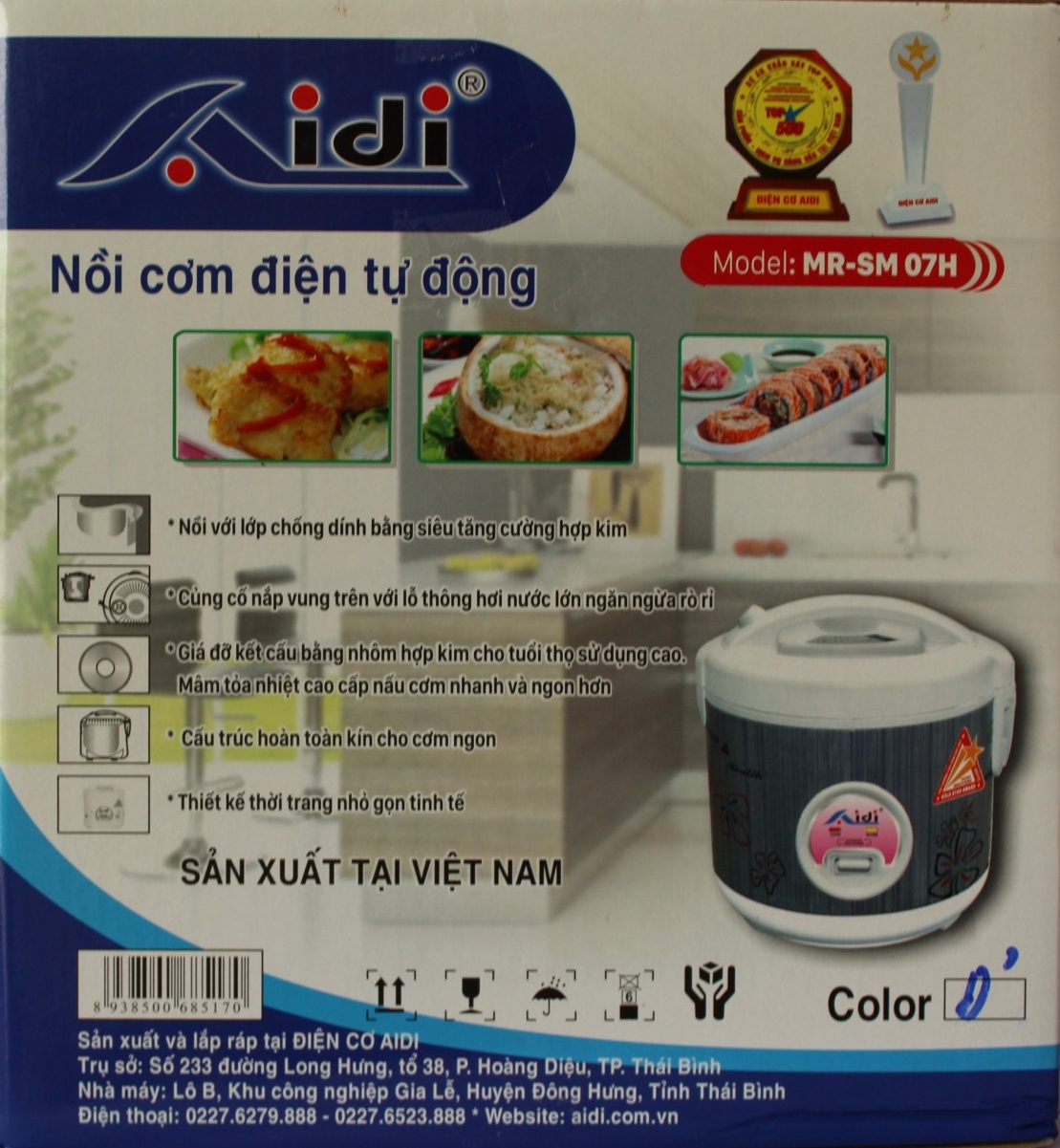 Nồi Cơm Điện Tự Động Nắp Gài Aidi MR-SM 07H (1 lít) - Màu Ngẫu Nhiên - Hàng Chính Hãng