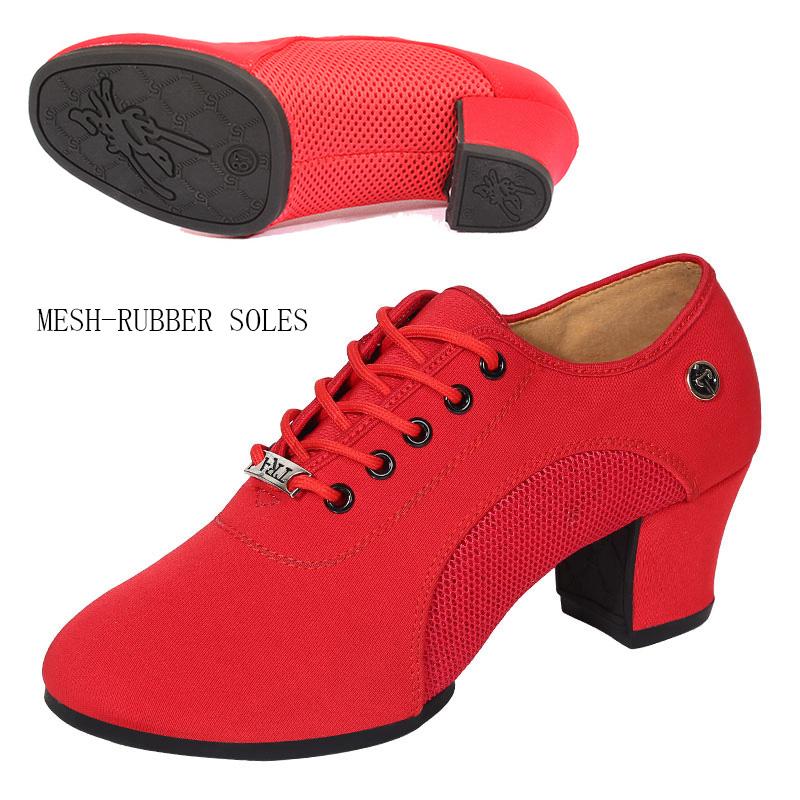 Giày khiêu vũ phòng khiêu vũ Latin của phụ nữ mềm mại dành Color: Oxford soft sole red Shoe Size: 34