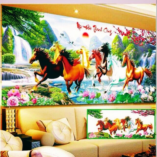 Tranh đính đá cao cấp Mã Đáo Thành Công  chưa đính