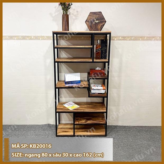 Kệ Sách/ Kệ Trang trí Khung Sắt Mặt Gỗ Me Tây Nguyên Tấm KB20016