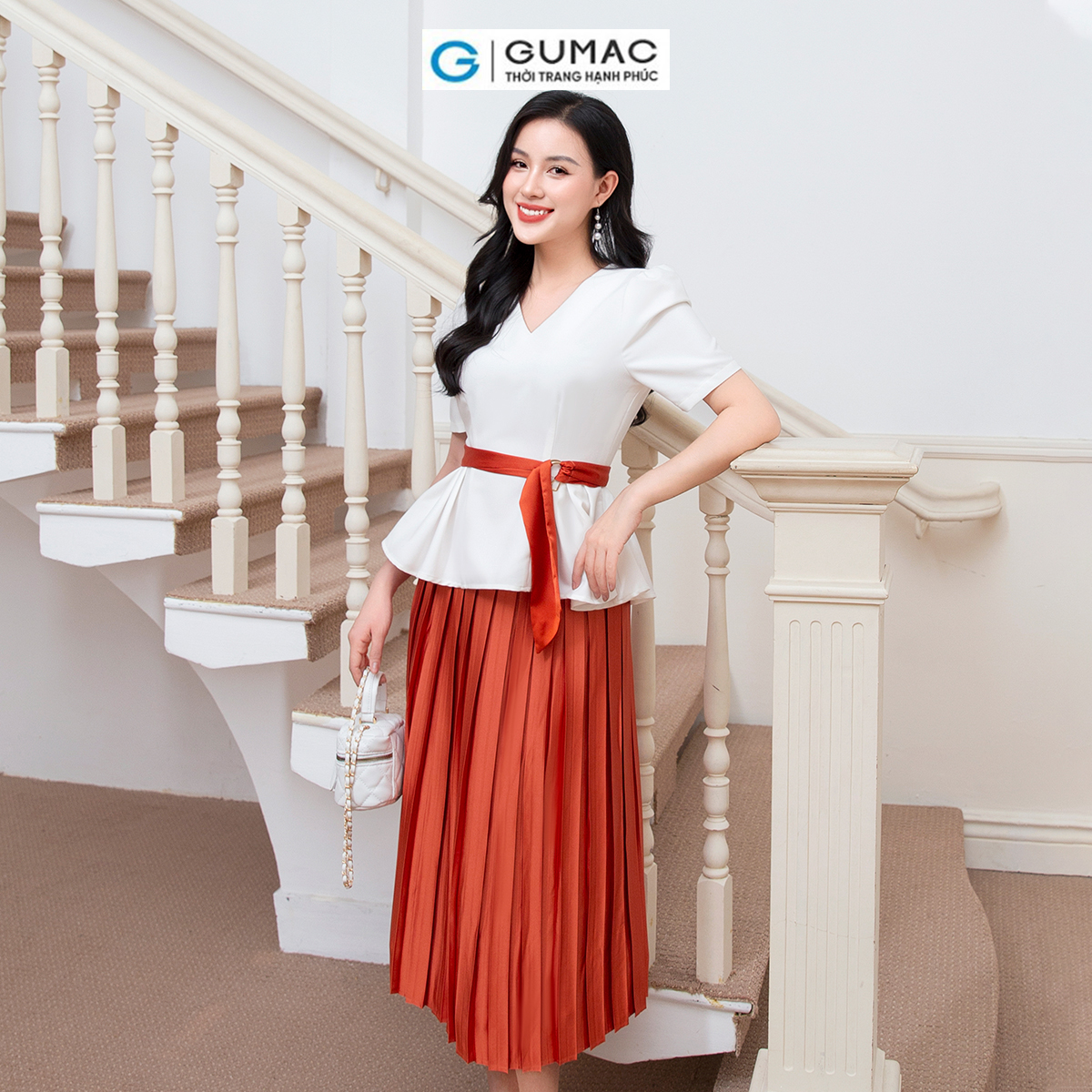 Áo peplum phối dây thời trang GUMAC AD10008