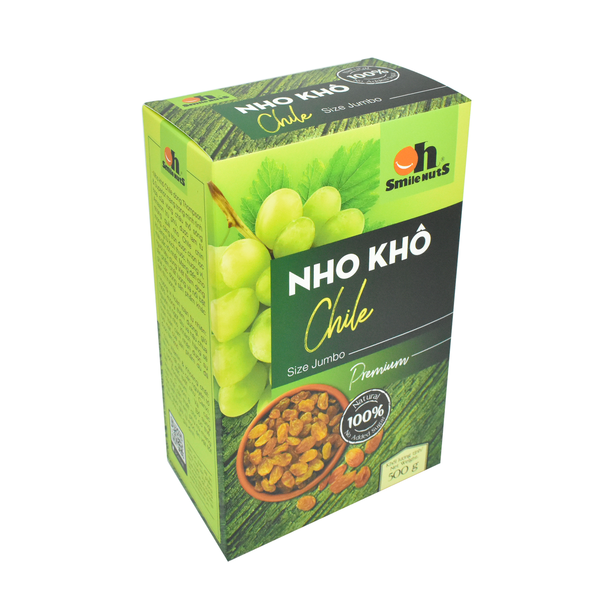 Combo 2 Hộp Nho Khô Không Hạt Smile Nuts 500g - Nho khô vàng nhập khẩu từ Chile, 100% không đường và chất bảo quản