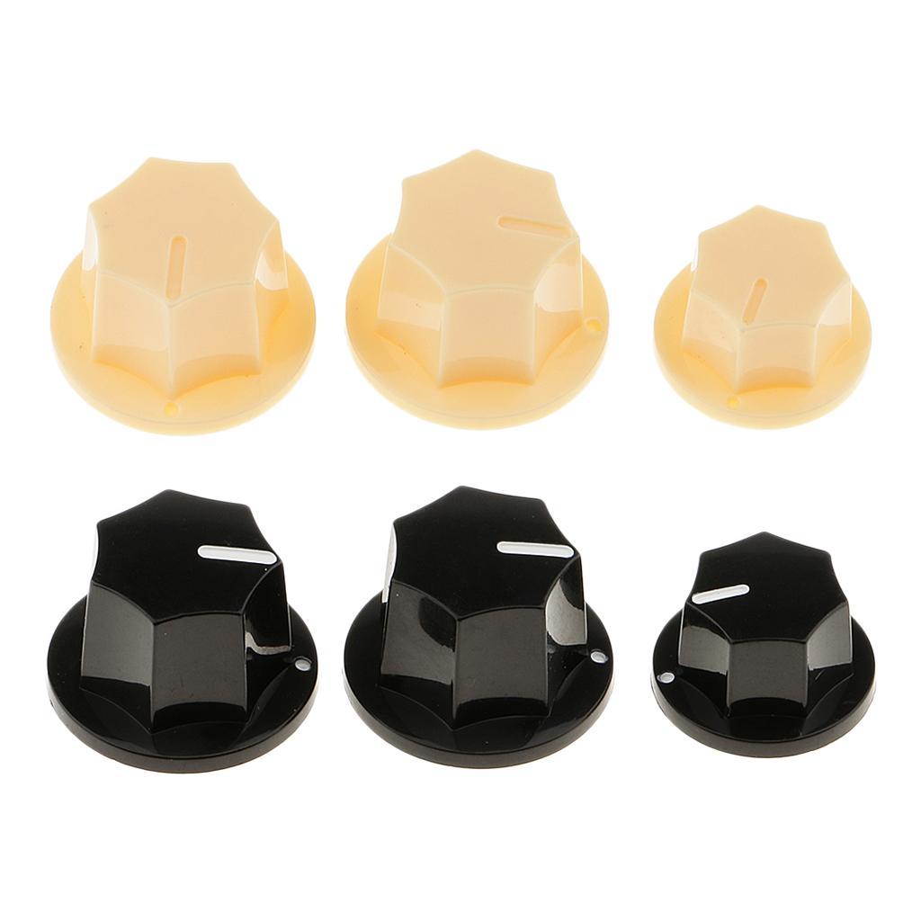 6 Pieces Plastic Volume Tone Control Knobs for JB Jazz Bass Replacement Accessory