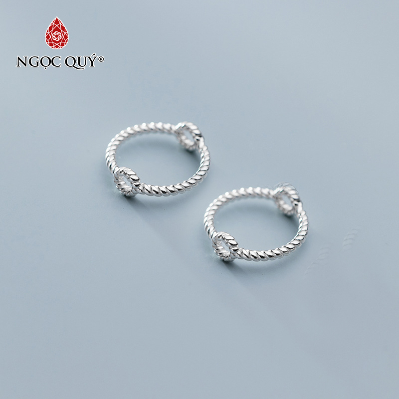 Charm bạc trắng tròn xoắn lồng hạt xỏ ngang - Ngọc Quý Gemstones