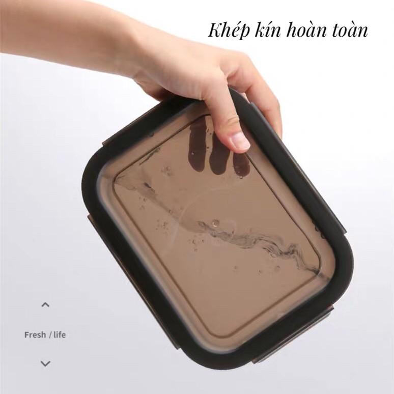Hộp đựng thức ăn chia ngăn , thủy tinh borosilicate có thể cho vào lò vi sóng, hộp cơm, hộp đựng cơm