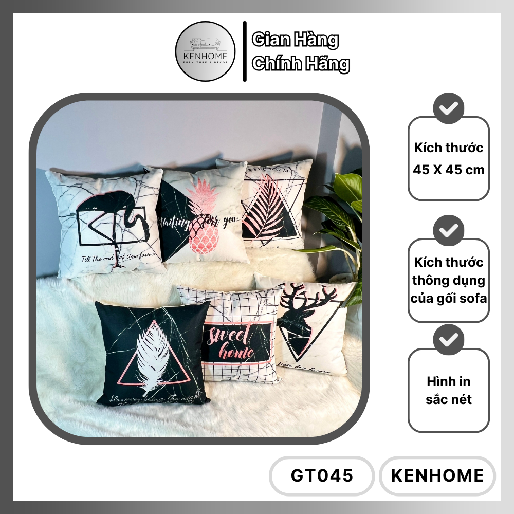 Gối Sofa Họa Vân Đá Hiện Đại - Gối Tựa Lưng Sofa Decor Phòng Khách, Khách Sạn Hiện Đại - Vải Bố Cao Cấp - Kích Thước 45X45cm