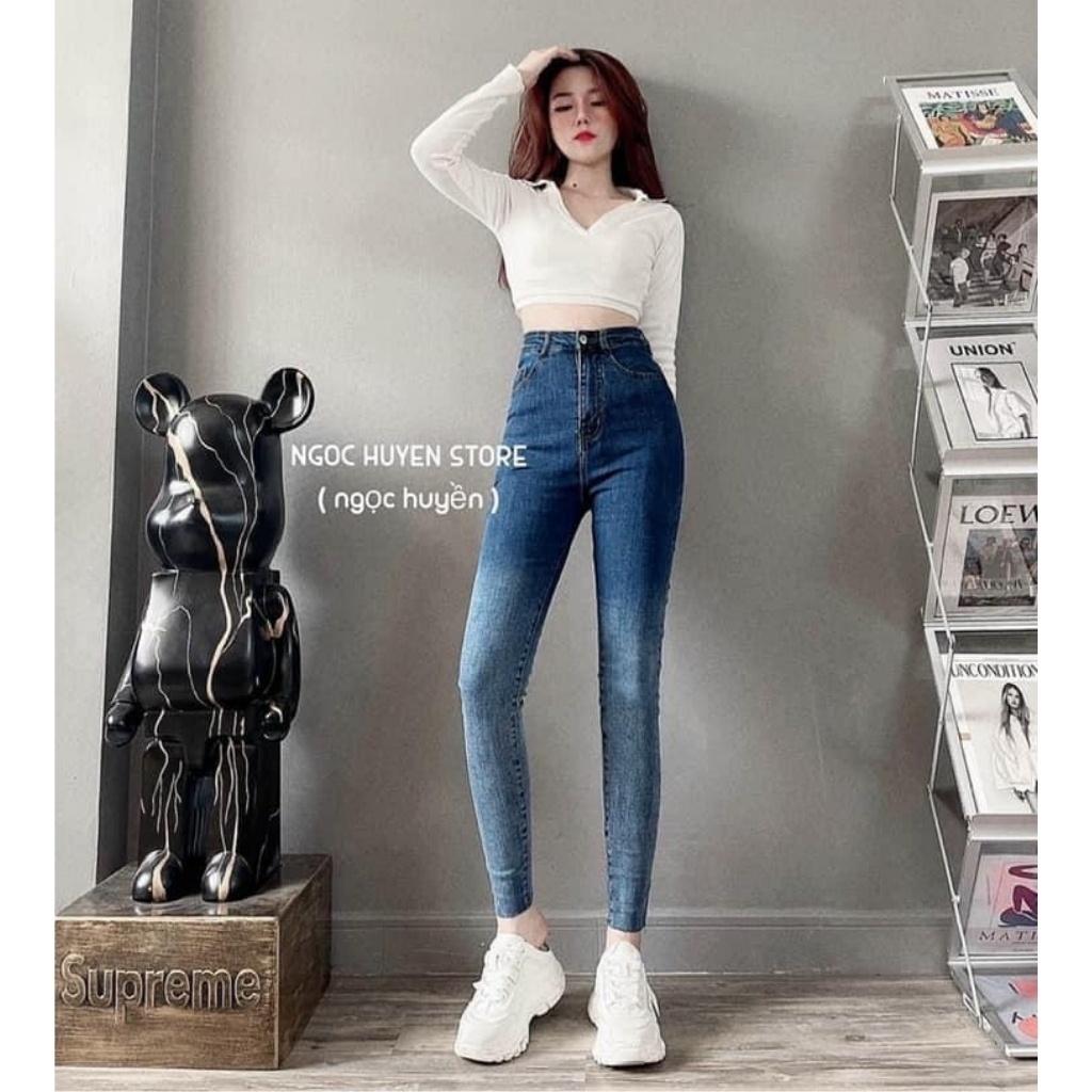 Quần Jean Nữ Lưng Cao Ôm Dáng Chất Siêu Co Giãn