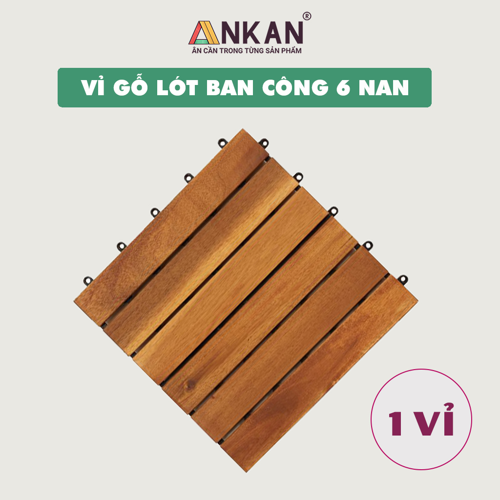 Vỉ Gỗ Lót Sàn Ban Công Thương Hiệu ANKAN Màu Vàng Nắng Loại 6 Nan, Sàn Gỗ Lót Ban Công, Sân Vườn, Hồ Bơi, Phòng Spa, Siêu Bền, Chịu Nước Tốt, Chống Trơn Trượt, Tiêu Chuẩn Xuất Khẩu