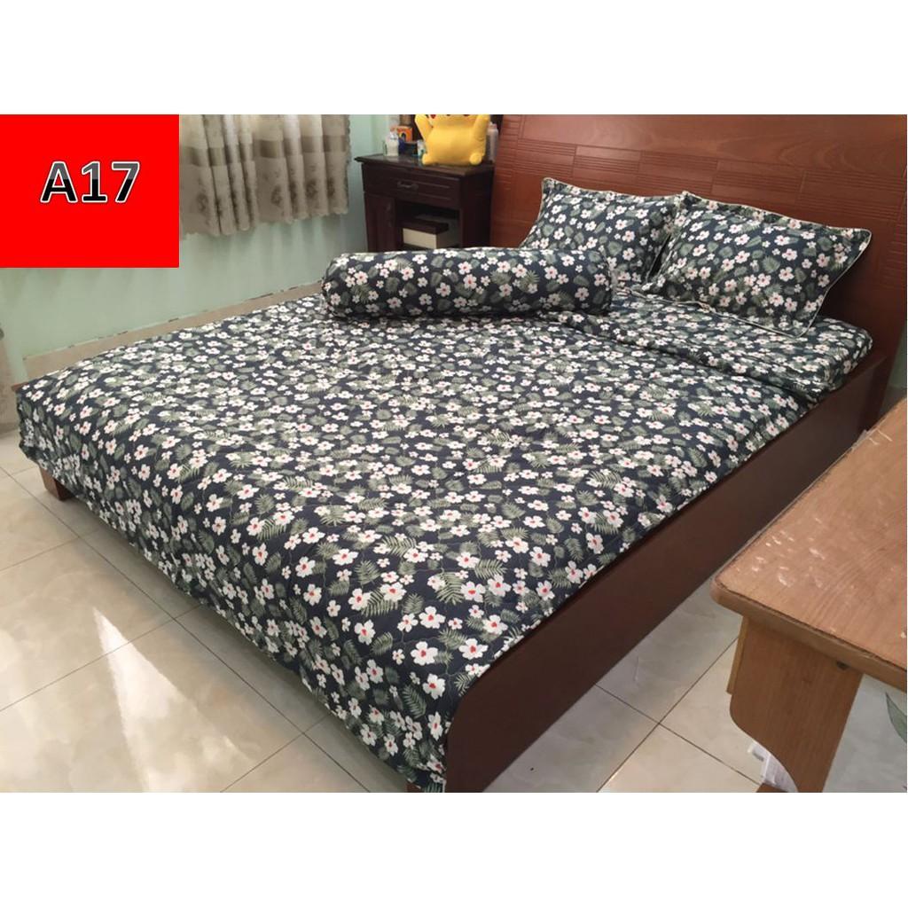 Bộ Chăn Ga Gối Cotton Poly hoa nhiều mẫu 1m6x2m x10cm , 1m8x2m x10cm