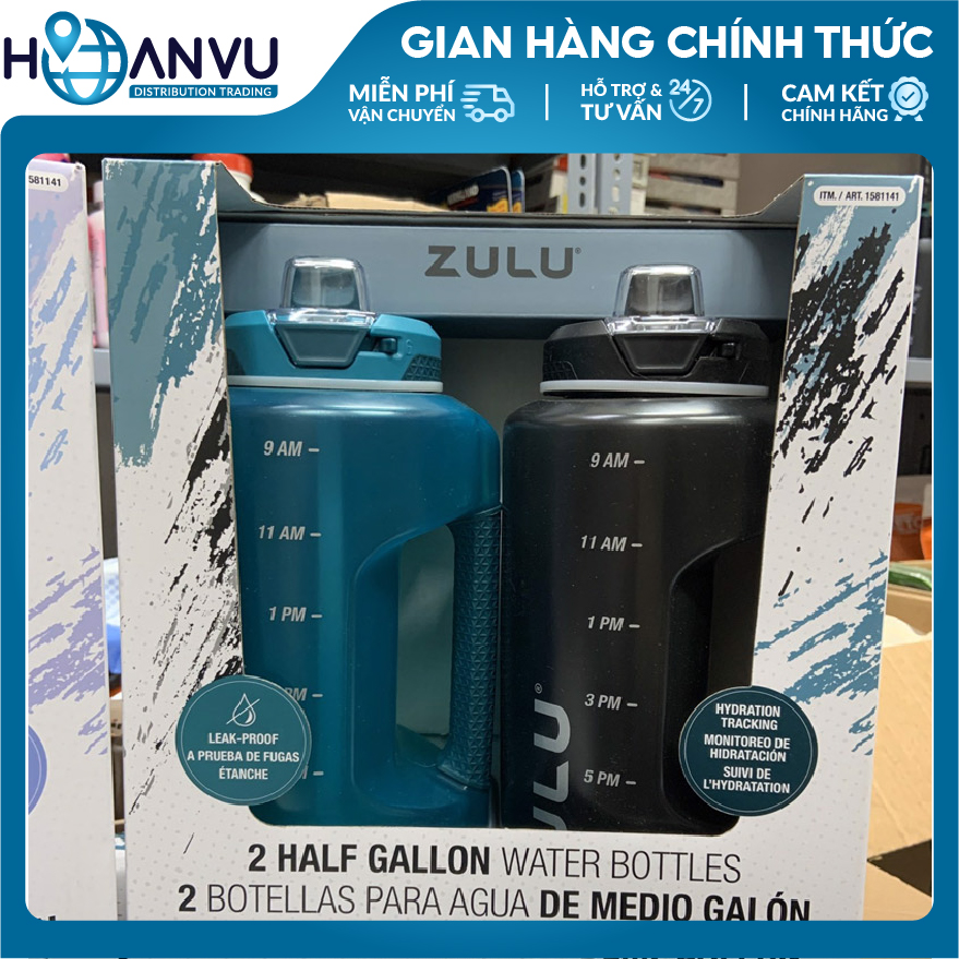 Bình Nước Thể Thao Nhựa Zulu Goals Half Gallon Plastic Jug, 4 màu