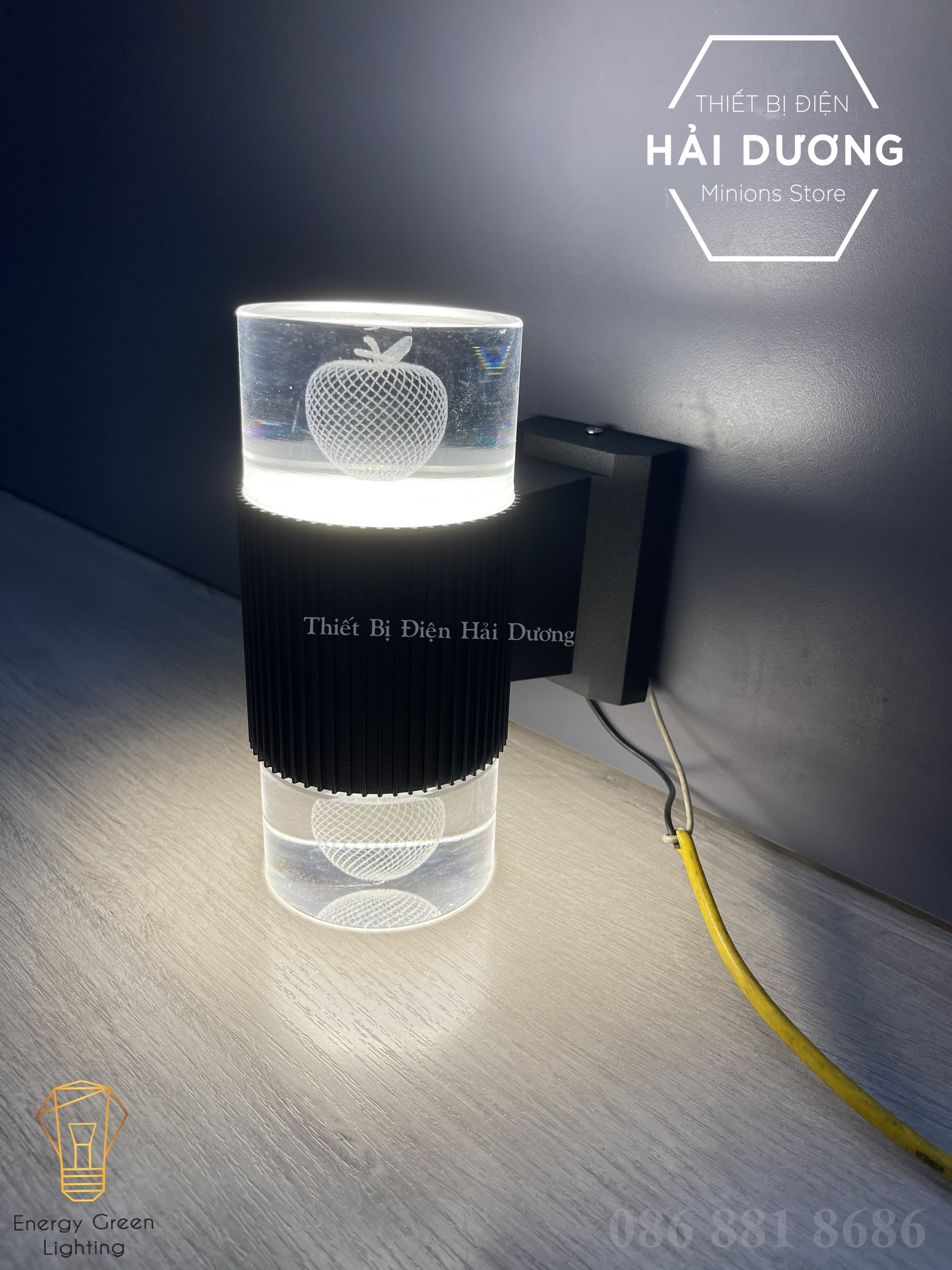 Đèn Led Thủy Tinh Gắn Tường Cao Cấp - 3 Chế Độ Ánh Sáng - Có Video