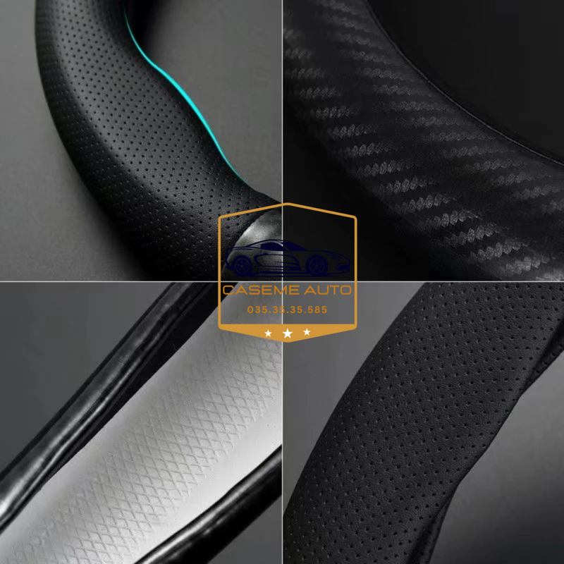 Bọc Vô Lăng Da Vân Carbon Có Đính Kèm Logo Theo Hãng Xe - Hàng Chính Hãng
