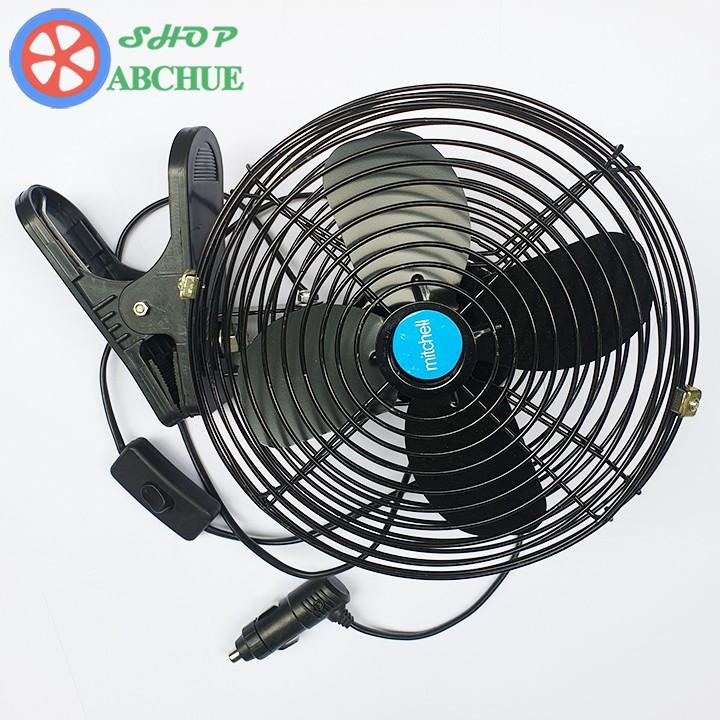 Quạt Kẹp Lồng Sắt Cánh Sắt Đường Kính 22cm 12V Hoặc 24V Cho Ô Tô Xe Hơi Màu Đen