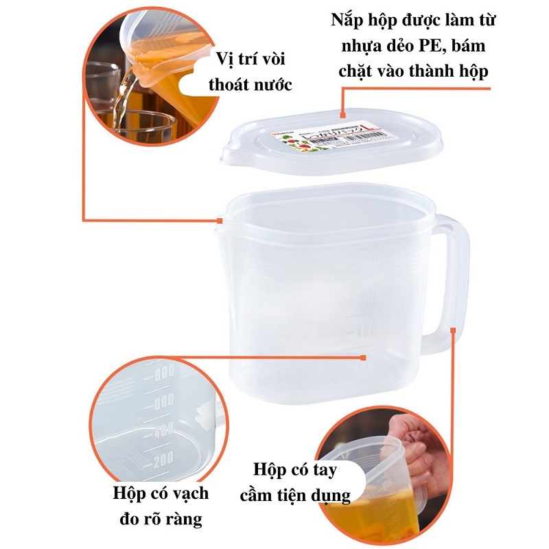 Hộp đựng thực phẩm có tay cầm Nakaya Pack L 1.0L - Hàng nội địa Nhật Bản nhập khẩu chính hãng
