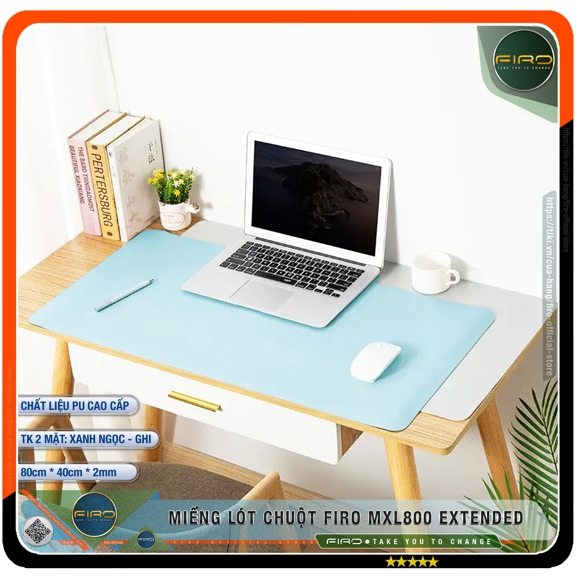 Lót Chuột FIRO - Pad Chuột FIRO - Miếng Lót Chuột Cỡ Lớn MXL800 EXTENDED 80cmx40cm - Chất Liệu Da PU Cao Cấp - Tấm Lót Chuột Và Bàn Phím Chơi Game - Tấm Trải Bàn Làm Việc - Thiết Kế 2 Mặt Tiện Lợi - Hàng Chính Hãng FIRO