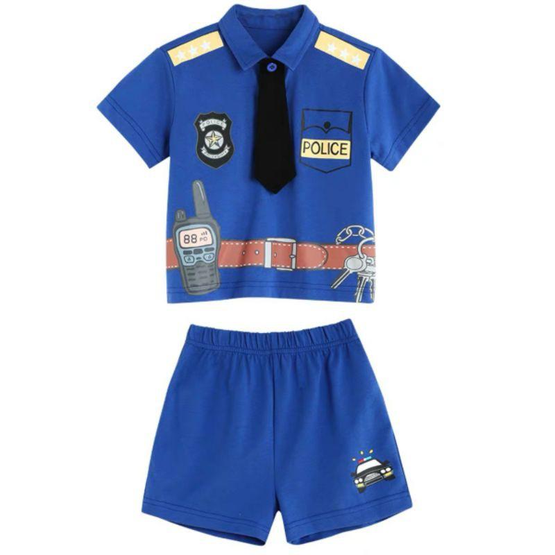 Bộ đồ cho bé trai chất coton co giãn 4 chiều mẫu police từ 7-18kg