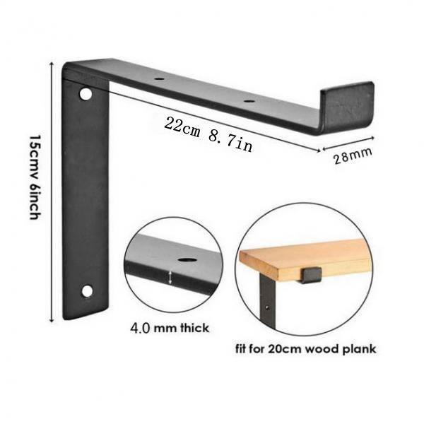 L Shelf Bracket Heavy Hanger Black 22cm