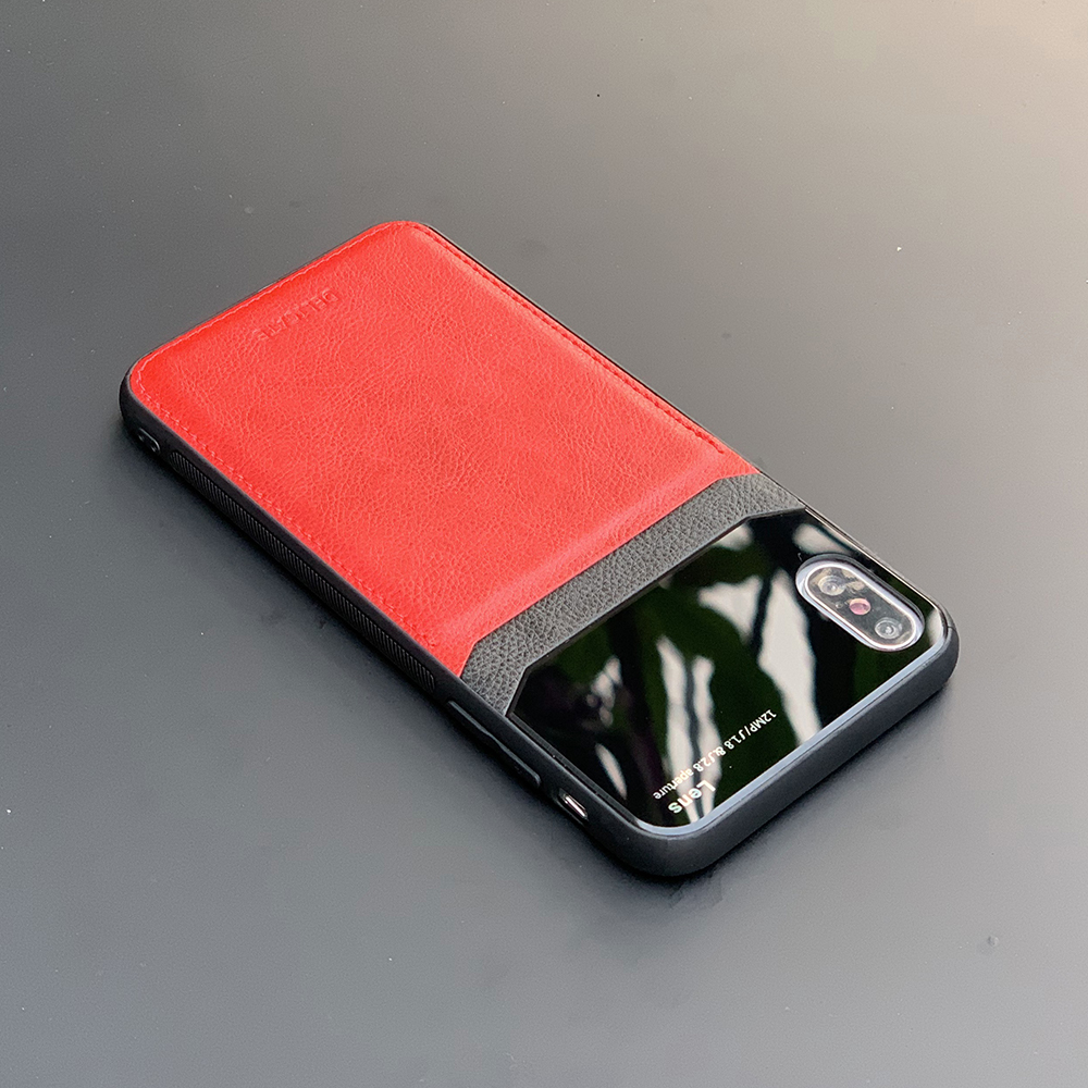 Ốp lưng da kính cao cấp dành cho iPhone X / iPhone XS - Màu đỏ - Hàng nhập khẩu - DELICATE