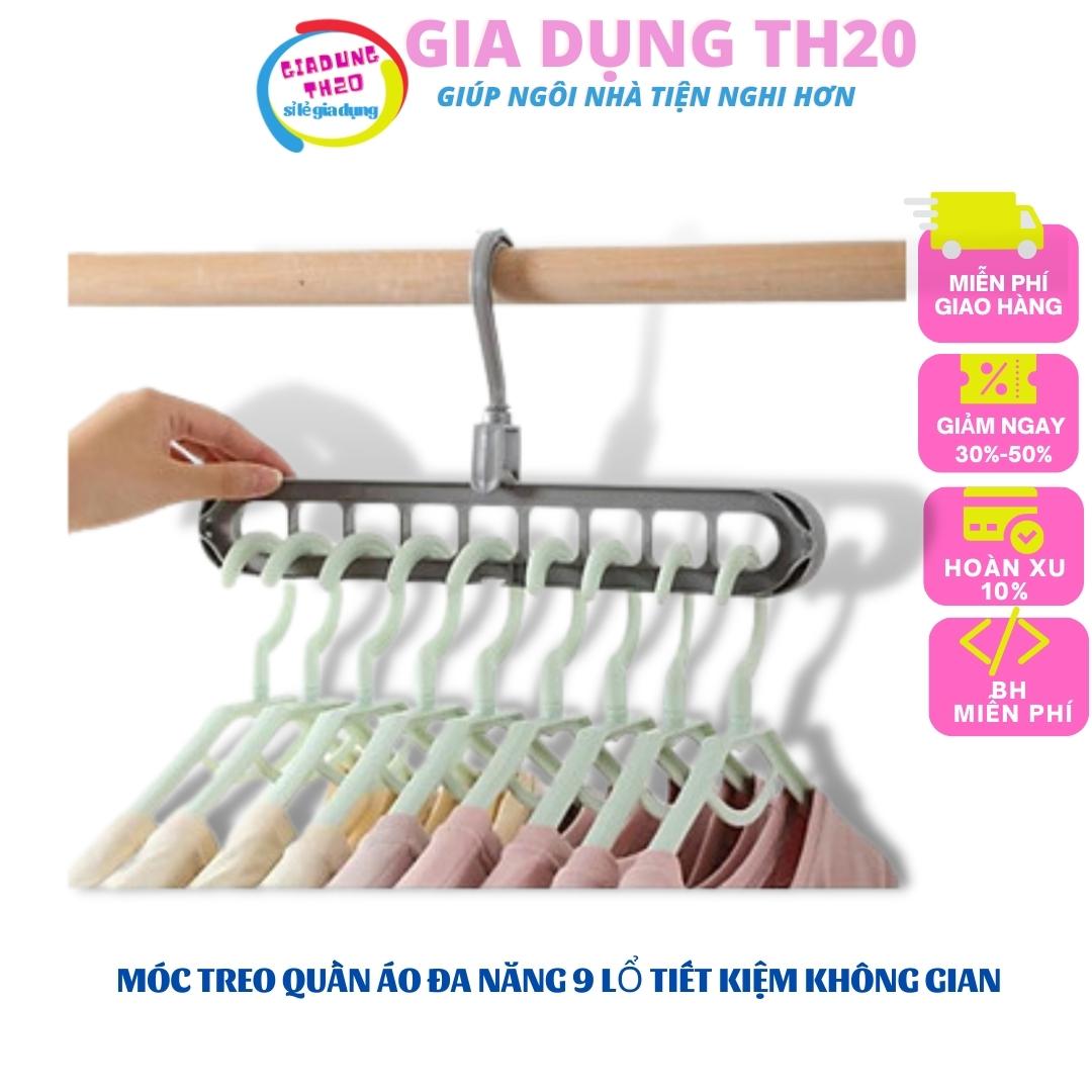 Móc Treo Quần Áo Đa Năng 9 Lổ Gia Dụng TH20 , Tiết Kiệm Không Gian , Nhựa Abs Siêu Bền , Nhiều màu