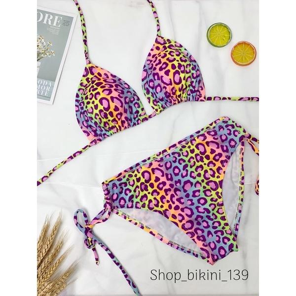 Bikini 3 mảnh tam giác đồ bơi đi biển họa tiết da báo 7màu