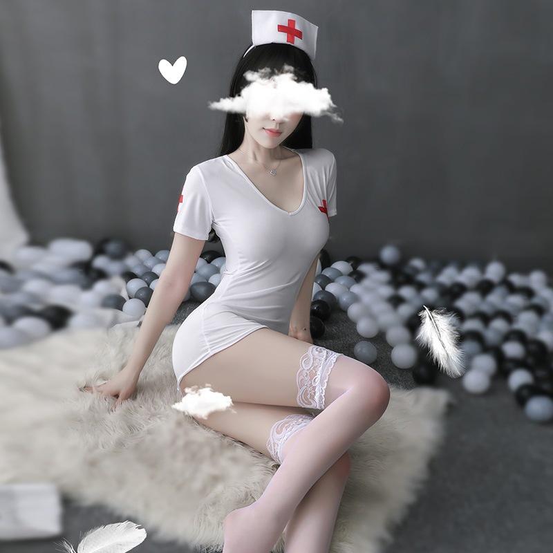 Đồ ngủ sexy cosplay y tá ôm body trắng gợi cảm trang phục hóa trang nữ bác sĩ Anime khoét lưng quyến rũ BIKI HOUSE N752