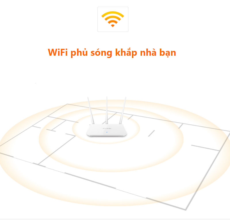 Bộ phát wifi không dây 3 râu kích sóng repeater Wireless Router F3 Tenda hàng chính hãng