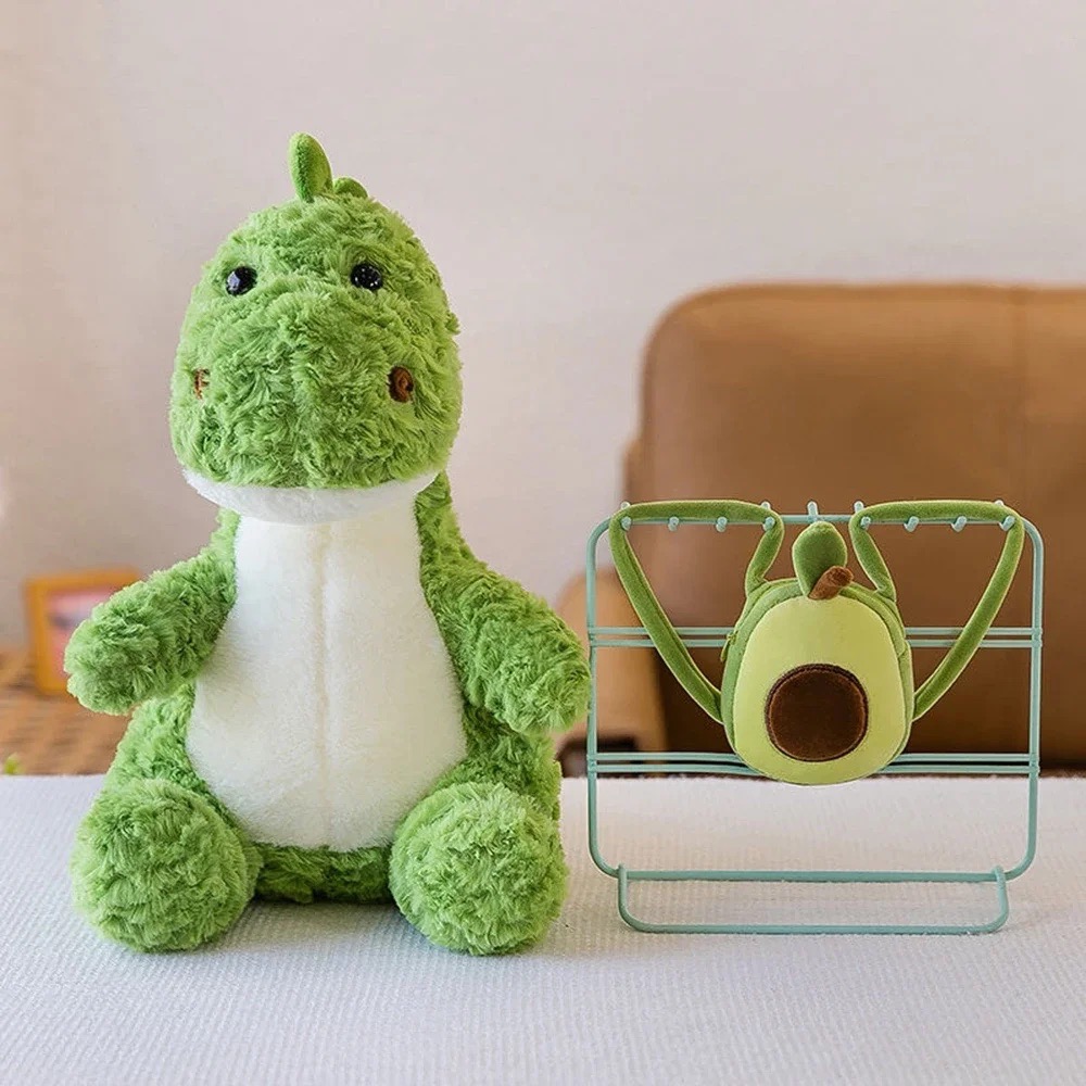 Thú nhồi bông khủng long đeo Balô quả bơ đáng yêu - Size 55cm đến 65cm - Quà tặng gấu bông khủng long êm mịn cho bé