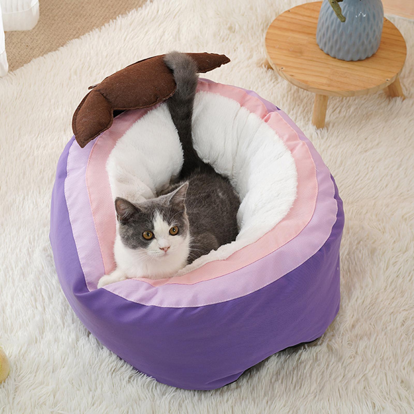 Plush Cave Pet Bed Cat Kitten Cozy Nest Dog Tent Washable Nonslip Warm House