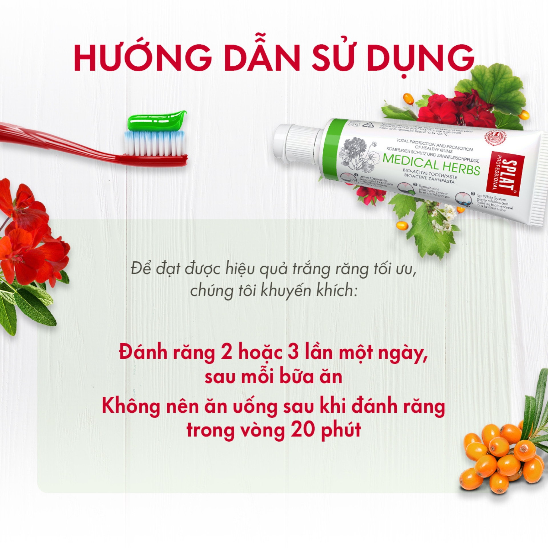 Kem Đánh Răng SPLAT Medical Herbs Professional series chứa nhiều tinh chất bảo vệ nướu và đánh bóng men răng 20ml.