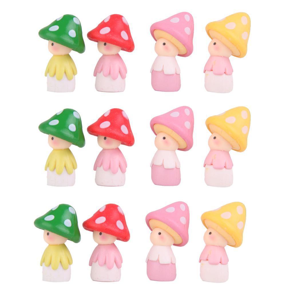 12pc Mushroom Miniature Garden Landscape Terrarium Figurine Bonsai DIY Craft