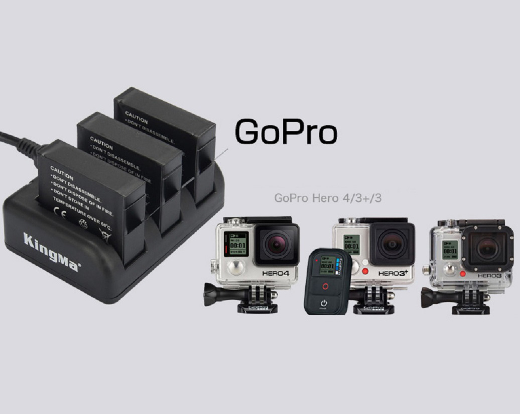 Combo sạc 3 + 3 viên pin Kingma cho GoPro Hero 4