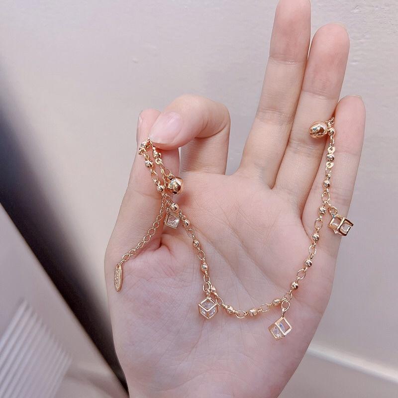 Lắc mạ vàng charm khối vuông bền màu Kami L3K0