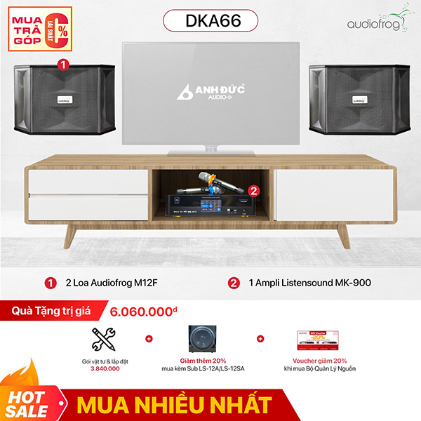 Dàn Karaoke Gia Đình Audiofrog DKA66 (2 Loa Audiofrog M12F + 1 Amply Neko AK3500) - Hàng Chính Hãng, Giá Tốt