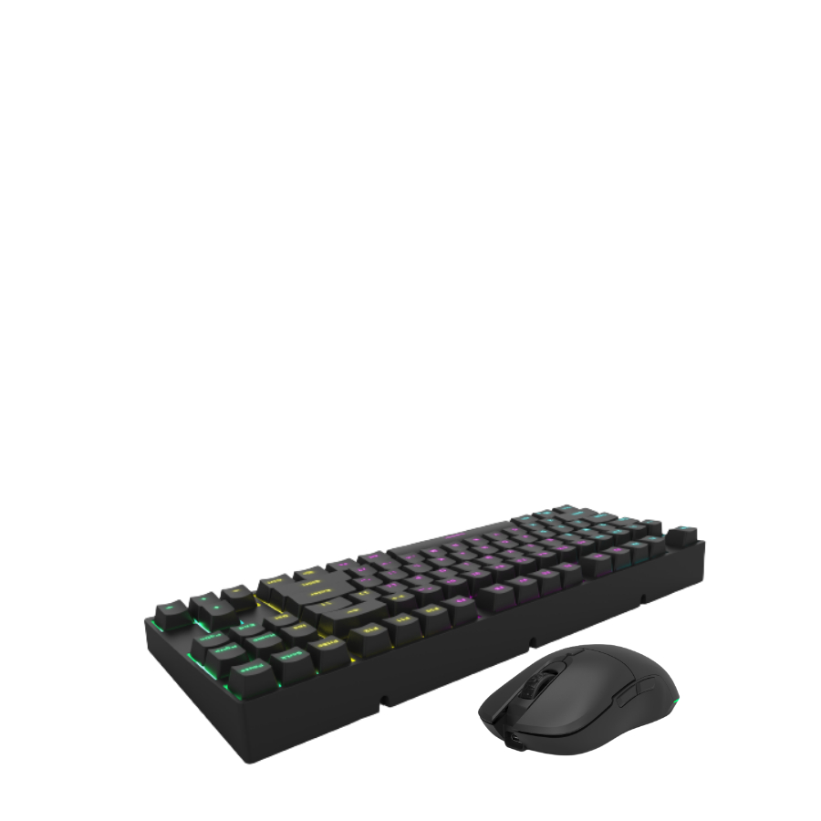 Bộ Bàn phím + chuột không dây máy tính Gaming LC-KEY-MECH-2-RGB-C-W + chuột không dây LC-POWER LC-M900B-C-W Hàng chính hãng