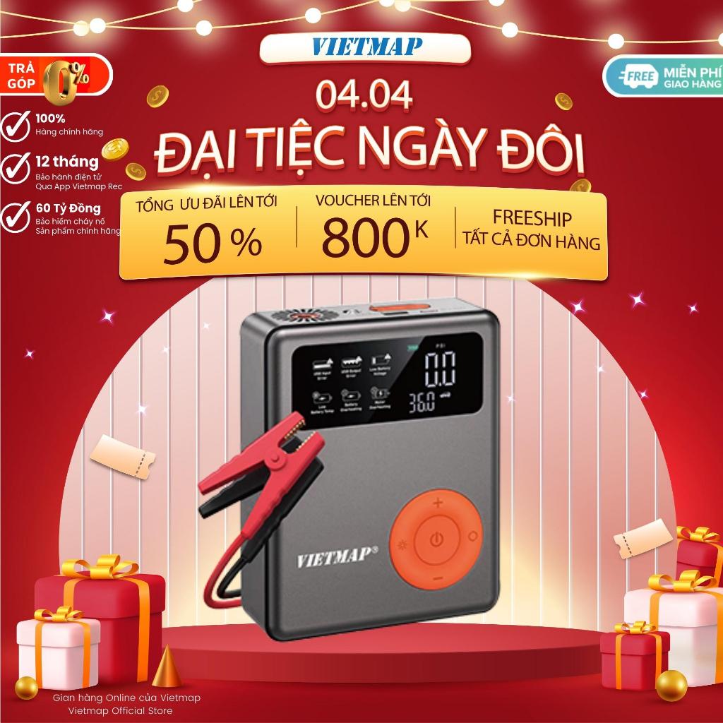Bơm lốp đa năng kết hợp kích bình ắc quy VIETMAP 4 trong 1 - Hàng chính hãng