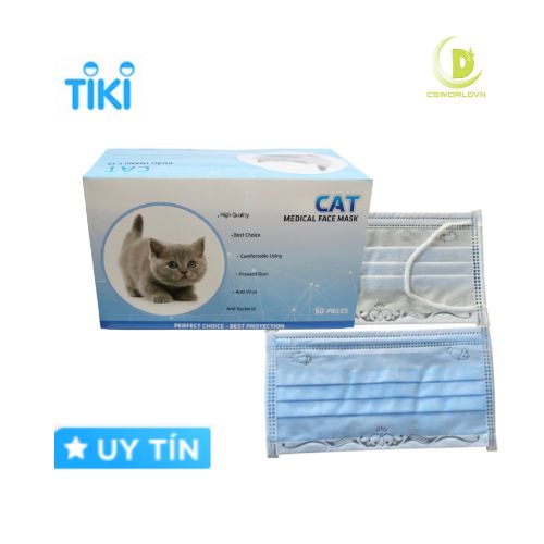 Khẩu trang y tế CAT Xanh 4 lớp - Hộp 50 cái