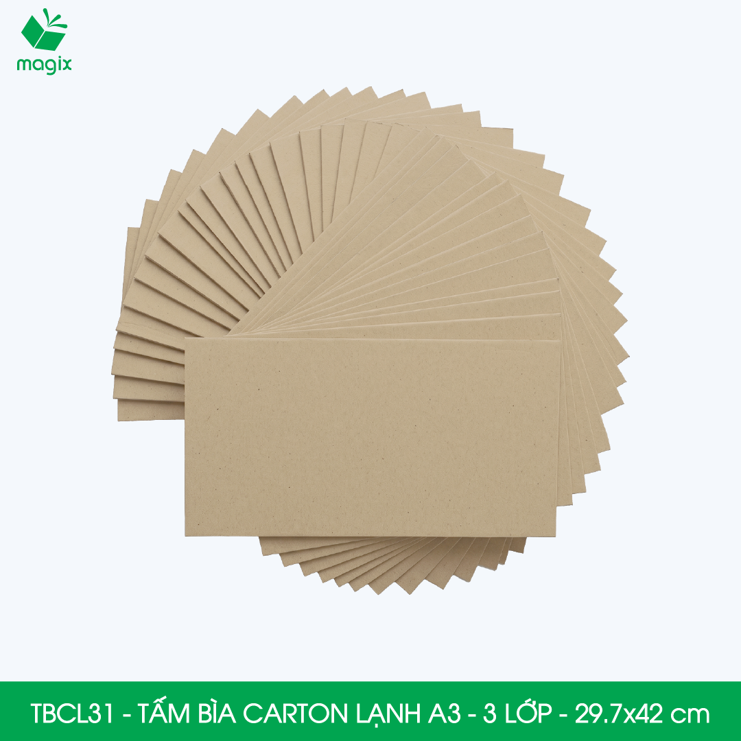 TBCL31 - A3 - Xấp 10 tấm bìa carton lạnh 3 lớp cho đóng gói, lót hộp, giữ form hàng, làm đồ handmade