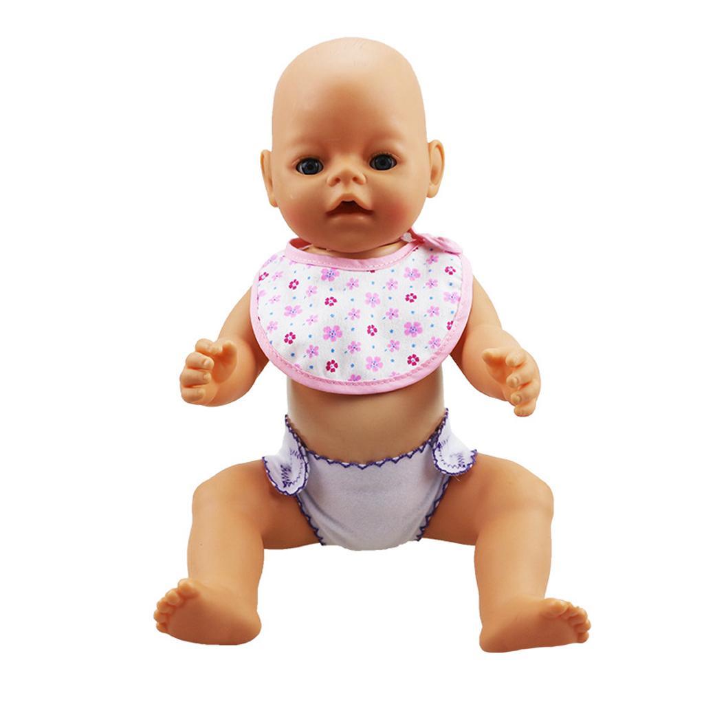 Pretty Baby Doll Bib Burp Set Little Flowers Printed Saliva Bib for 18'' Zapf Doll Pink