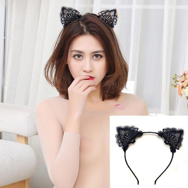 Bờm tai mèo ren - Đồ ngủ Cosplay sexy - Cài tóc tai mèo coplay