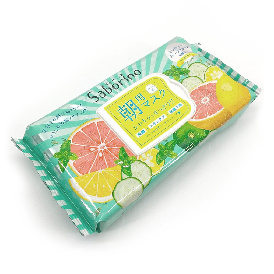 Mặt Nạ Dưỡng Ẩm Buổi Sáng Hương Bạc Hà Saborino Morning Facial Sheet Mask Minty Fresh 306g (Gói 32 Miếng)