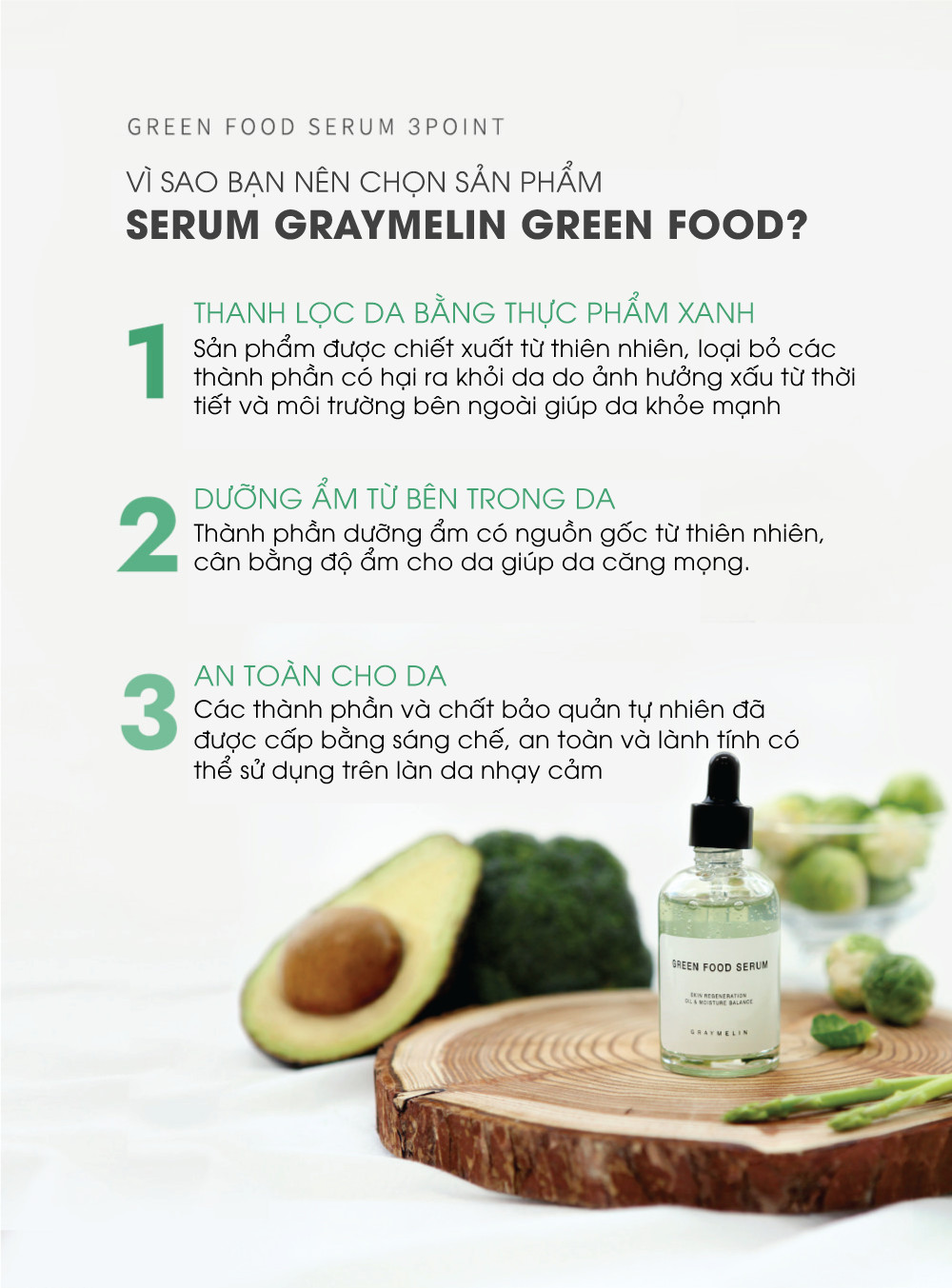 Tinh chất rau củ phục hồi da Graymelin Green Food Serum 50ml