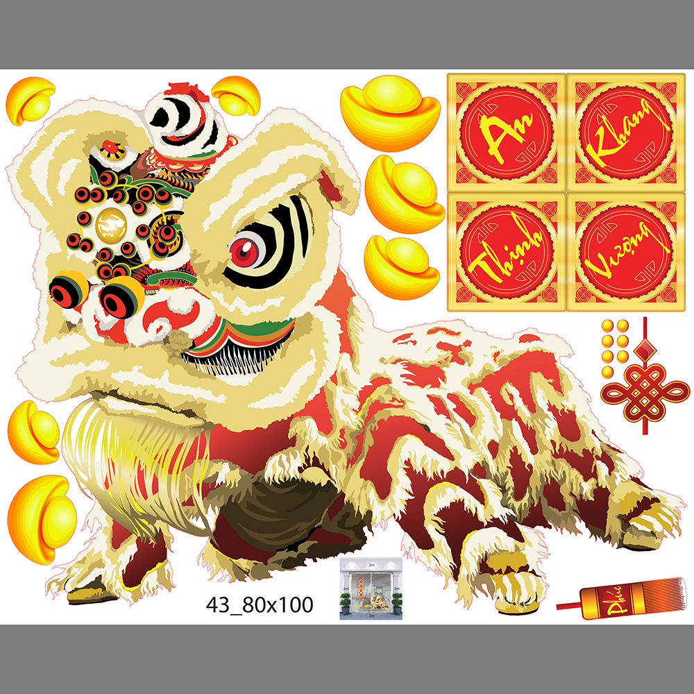 Decal trang trí tết xuân 2020 combo số 15